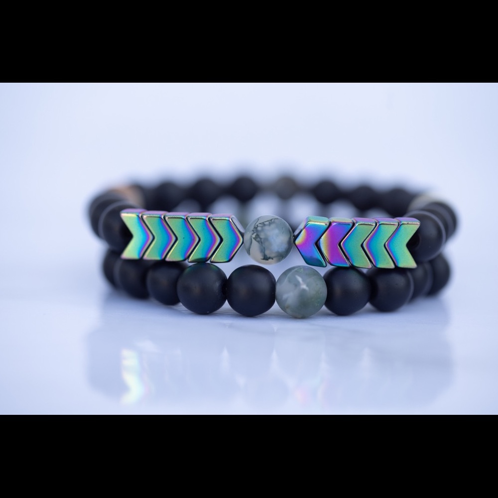 Hematite and jasper bracelet
